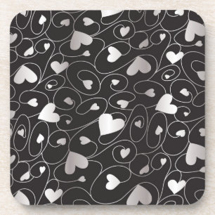 Posavasos Corazones rizados de plata