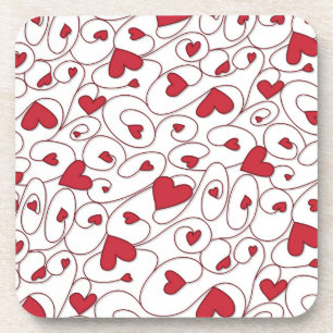 Posavasos Corazones rojas y blancas rizadas