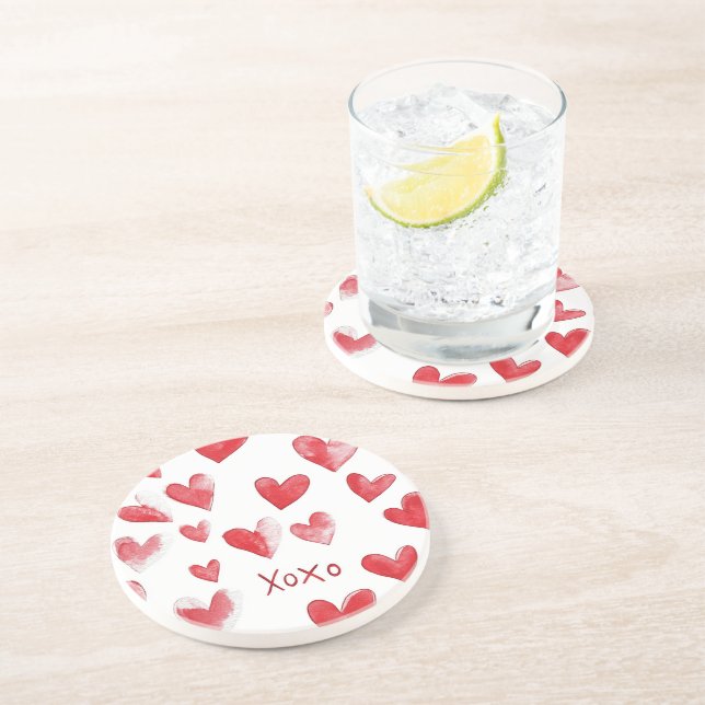 Posavasos Corazones Rojos Amor XOXO (Lado)