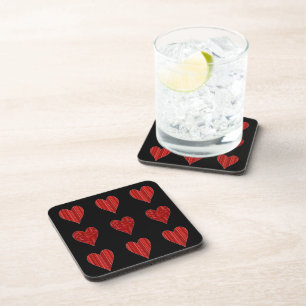 Posavasos Corazones rojos decorativos