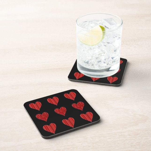Posavasos Corazones rojos decorativos (Lado Derecho)