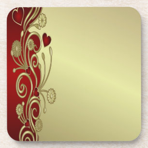 Posavasos Corazones rojos y dorados y desplazamientos