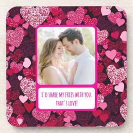 Posavasos Corazones rosados espumosos Comparten Mis Fries