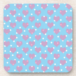 Posavasos Corazones rosados y puntos de polka blanco