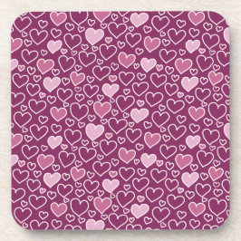 Posavasos Corazones rosas y púrpuras