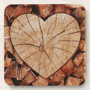 Posavasos Corazones rústicos de madera