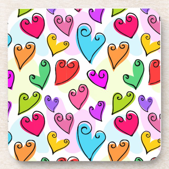 Posavasos Corazones vibrantes, Día de San Valentín romántico (Frente)