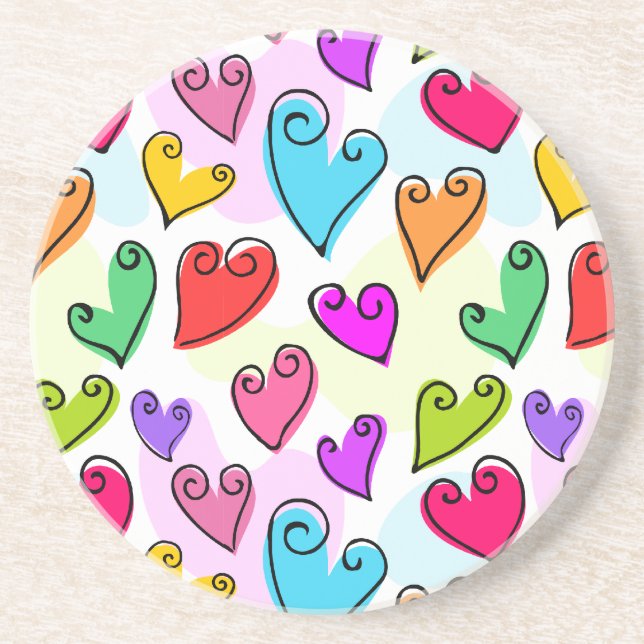 Posavasos Corazones vibrantes, Día de San Valentín romántico (Frente)