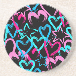 Posavasos Corazones y estrellas brillantes, patrón sin fisur