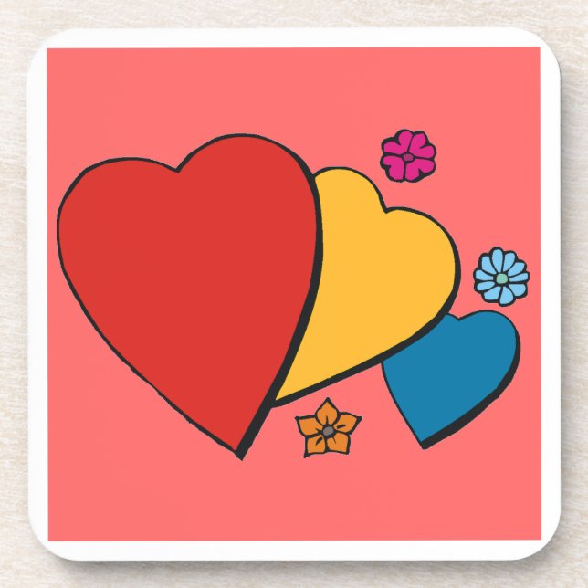 Posavasos Corazones y flores- (Frente)
