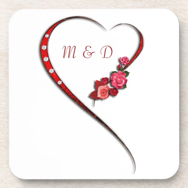 Posavasos Corazones y flores Astras (Frente)