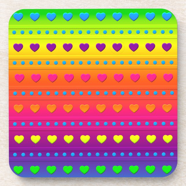 Posavasos Corazones y rayas COASTER BEBIDO (Frente)