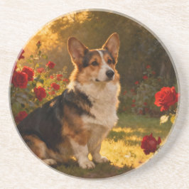 Posavasos Corgi in the Roses I