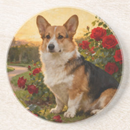 Posavasos Corgi in the Roses II