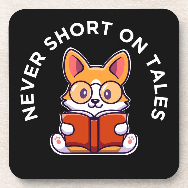 Posavasos Corgi Leyendo un Libro Pun Funny (Frente)