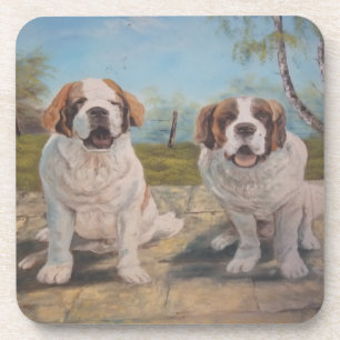 Posavasos Cork Coaster Set Ann Hayes Two St Bernards