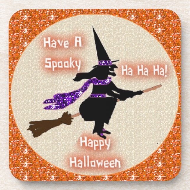 Posavasos Cork Coaster Set Broom Stick Witch (Frente)