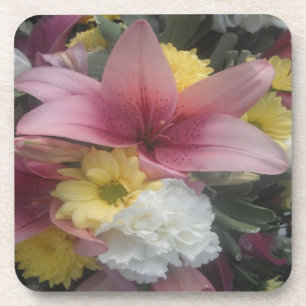 Posavasos Cork Coaster Set Pink Lily Beauty