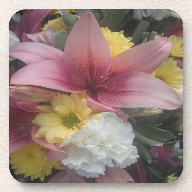 Posavasos Cork Coaster Set Pink Lily Beauty (Frente)