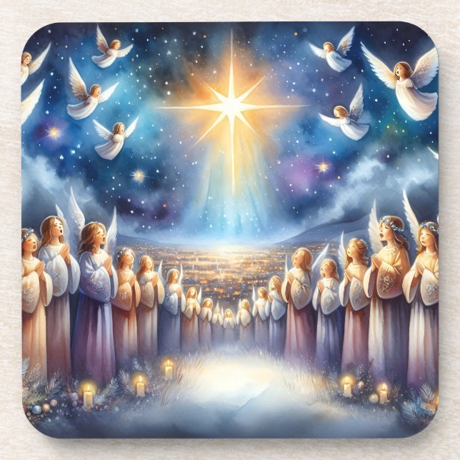 Posavasos Coro Celestial Bajo la Estrella de Belén (Frente)