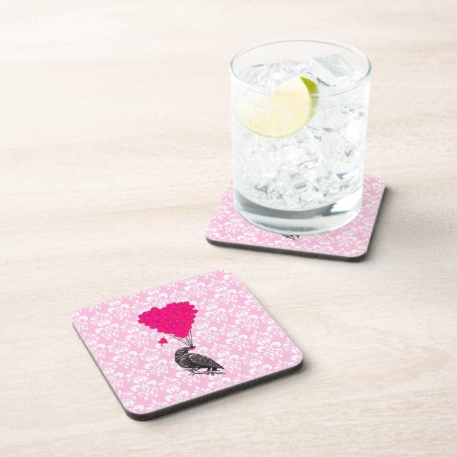 Posavasos Coro y corazón en damasco rosa (Lado Derecho)