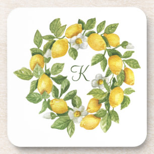 Posavasos Corona de limones Monograma Verde Amarillo