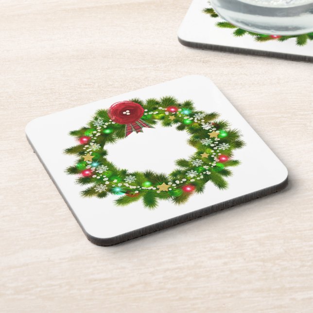 Posavasos Corona de Navidad decorada festiva (Lado Izquierdo)
