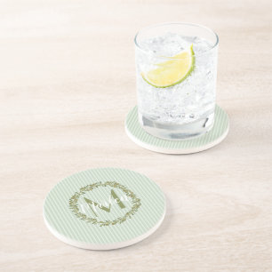Posavasos Corona de olivo personalizada Monograma de piedra 