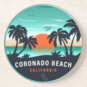 Posavasos Coronado Beach California Retro Sunset Souvenirs