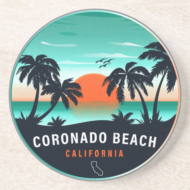 Posavasos Coronado Beach California Retro Sunset Souvenirs (Frente)