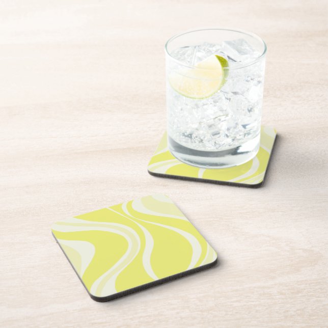 Posavasos Corredor cuadrado de olas amarillas (Lado Derecho)