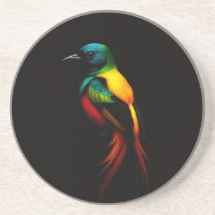 Posavasos Corredor negro 4 Luxe con pájaro de arcoíris tropi