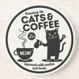 Posavasos Corriendo con Gatos y Café 