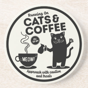 Posavasos Corriendo con Gatos y Café 