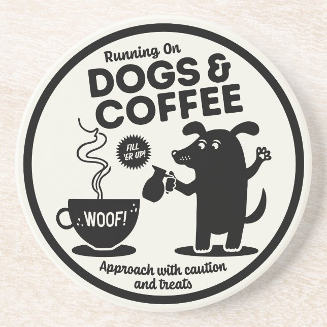Posavasos Corriendo con Perros y Café  (Frente)