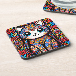 Posavasos Cortar gato con encanto de patrón tradicional