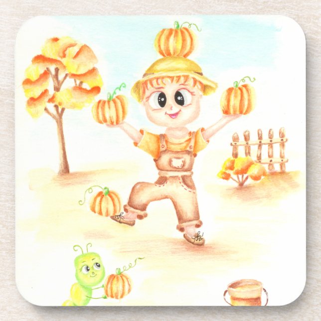 Posavasos Cosecha de moras niño de jengibre (Frente)