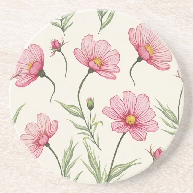 Posavasos Cosmos Flor Beber de arenisca (Frente)