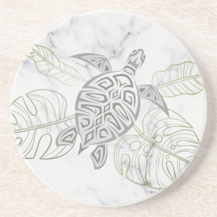 Posavasos Costa de Mármol Tropical de Tortuga de Mar Gris