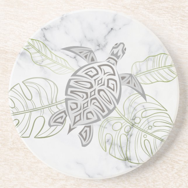 Posavasos Costa de Mármol Tropical de Tortuga de Mar Gris (Frente)