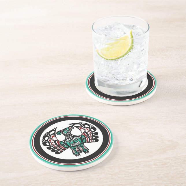 Posavasos Costa del Pacífico Noroeste: arte Haida Thunderbir (Lado)