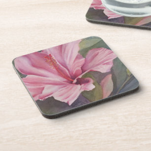 POSAVASOS COSTAS DE FLORES DE HIBISCO ROSA