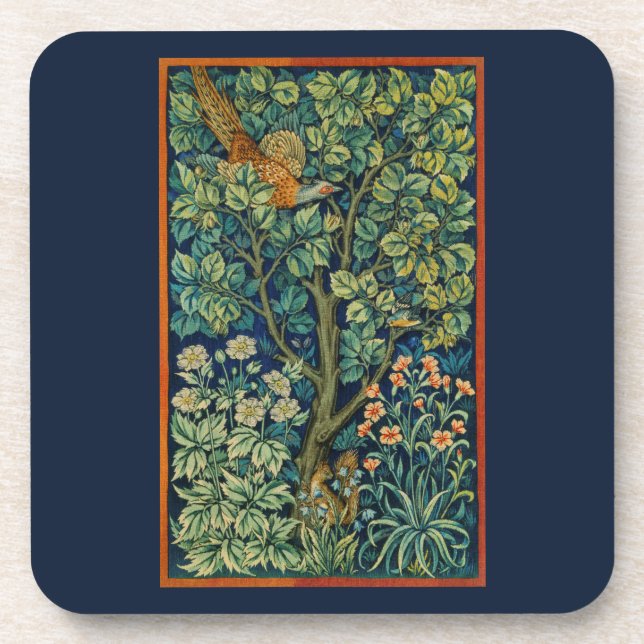 POSAVASOS COSTE DE PLÁSTICO DURO CON WILLIAM MORRIS PHEASANT (Frente)