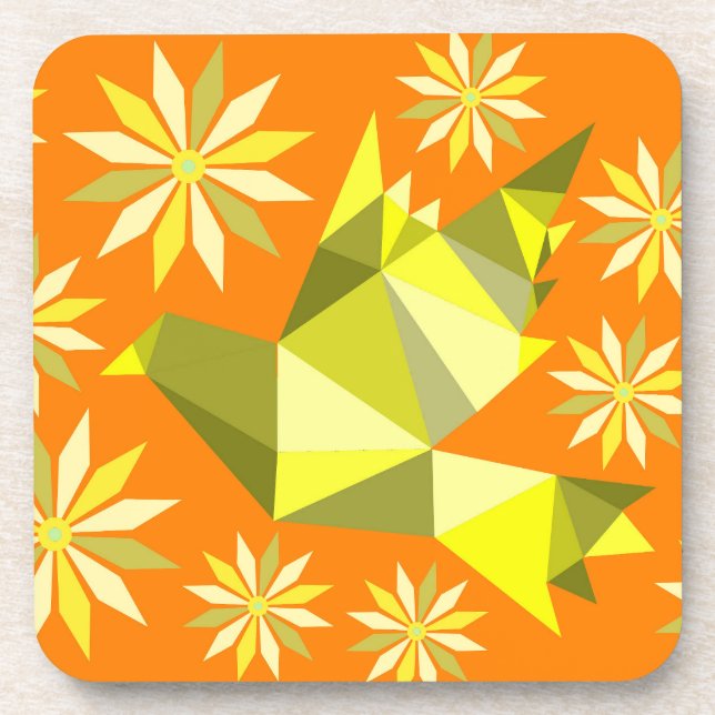 POSAVASOS COSTERA DE BEBIDAS DE AVES DE FLORES (Frente)