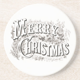 POSAVASOS COSTERA DE SANDSTONE CON VINTAGE "MERRY NAVIDAD"