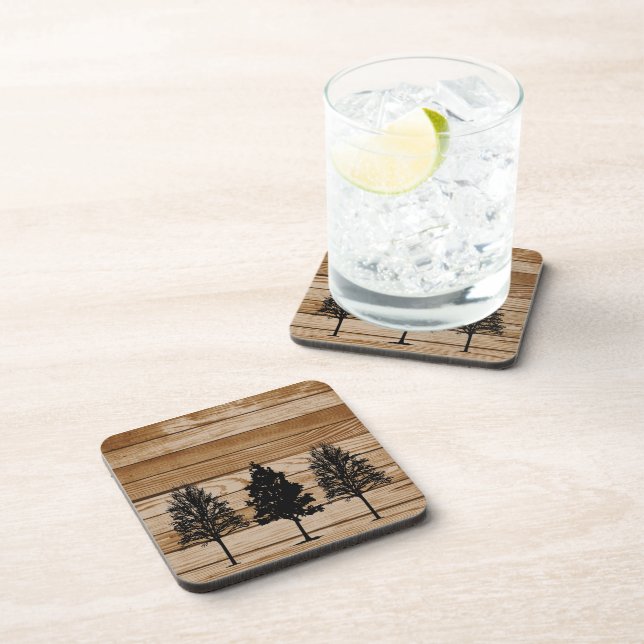 Posavasos Costeras De Árbol De Madera (Lado Derecho)