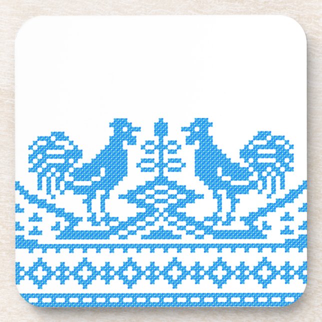 Posavasos Costillas cruzadas de gallo azul (Frente)
