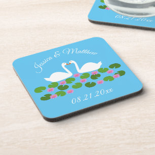 Posavasos Costumbre de boda de cisnes blancos y nenúfares