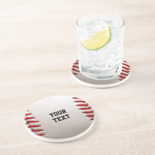 Posavasos Costura de béisbol softball con texto personalizad