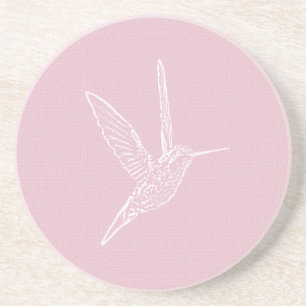 Posavasos Costura de fondo rosa de Hummingbird blanco